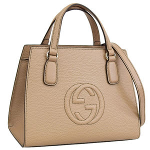 Gucci Outlet Leather Shoulder Bag Beige